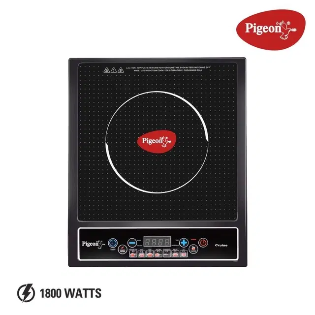 Pigeon Rapido Cute Induction Cooktop (Black, Push Button)