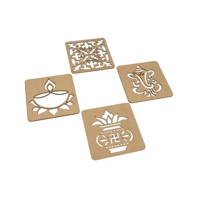 Diacraft Traditional Indian Rangoli Stencil 4x4 Inch Set Of 4