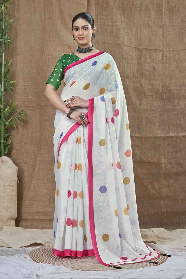 Silk Woven Design Saree for Women, Cream (6.3 m)