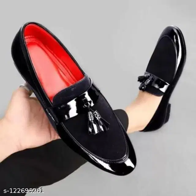 Loafers for Men (Black & Red, 6)