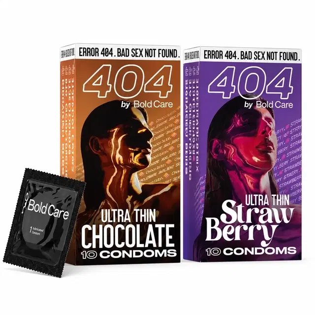 Bold Care 404 Ultra Thin Chocolate Flavored + Ultra Thin Strawberry Flavored Condom (Set of 2, 20 Sheets)
