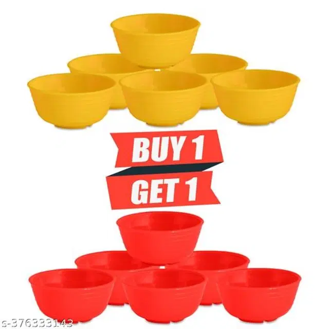 Plastic Bowls, Multicolor, 300 ml, Pack of 12