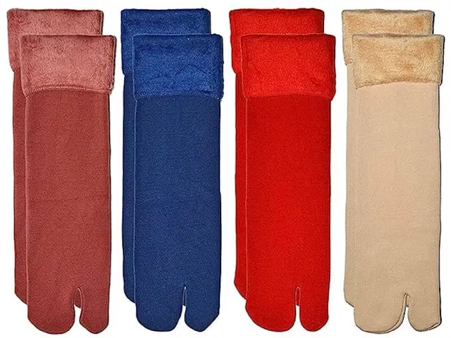 Velvet Solid Socks for Women, Pack of 4 (Multicolor)