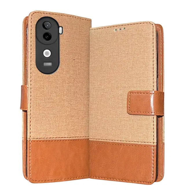 Artificial Leather Mobile Flip Cover for Iqoo I2403 / Z9S 5G /Vivo_V40E, Brown