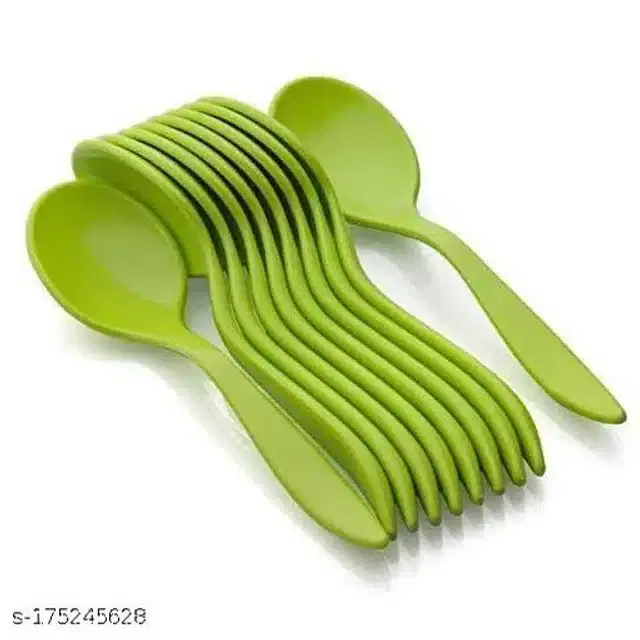 Plastic Spoon, Green, Pack of 12