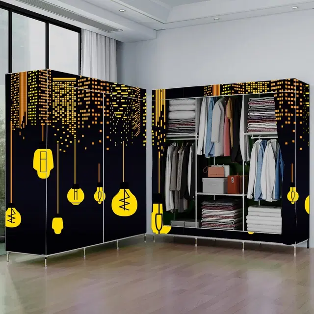 Plastic Printed Collapsible Wardrobe, Multicolor