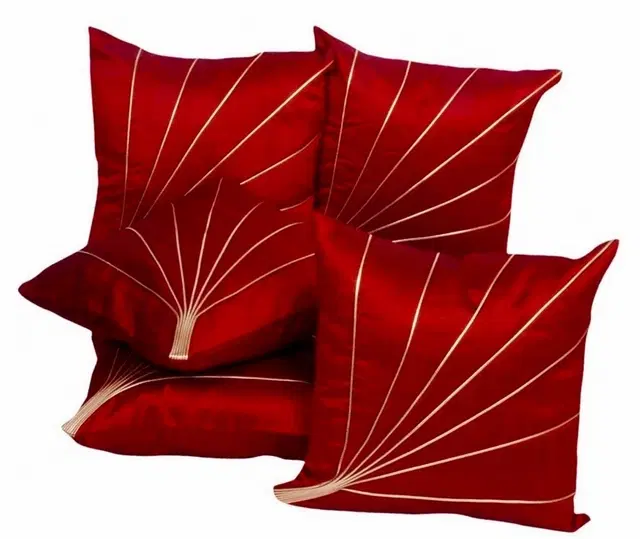 Satin Cushion Covers, Red, 16x16 inches, Pack of 5