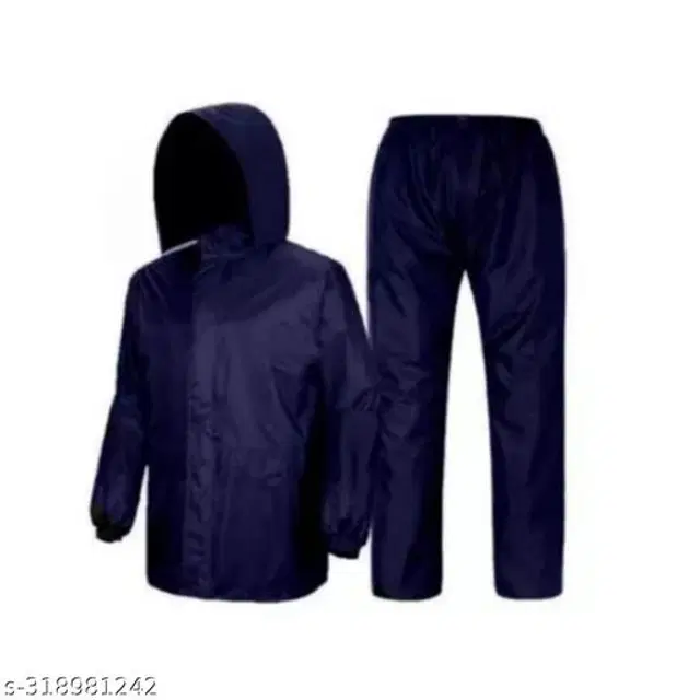 Polyester Rain Coat for Men, Blue, M