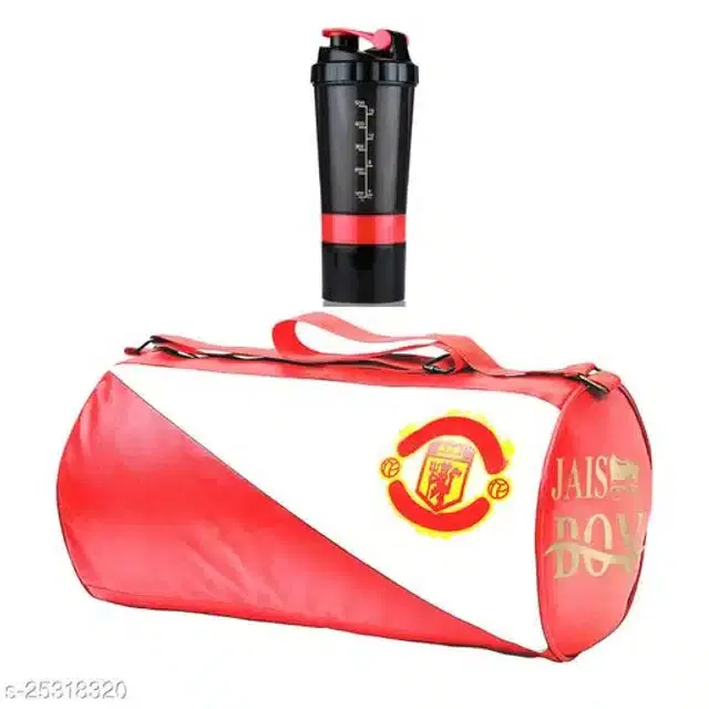 Combo of Gym Bag with Shaker Bottle, 400 ml, Multicolor, Set of 2