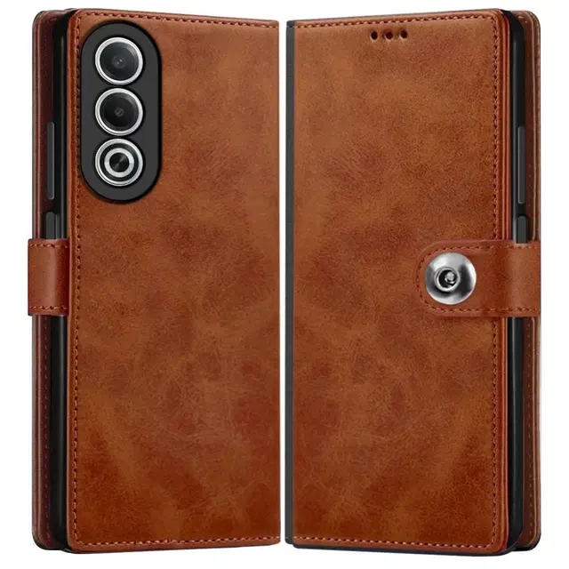 Artificial Leather Mobile Flip Cover for OPPO K13x 5G (Brown)