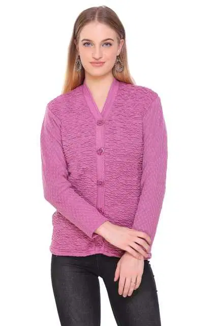 Elegant Women Lakra Knitted Woolen Cardigan & Sweaters (Lite Purple, Free Size) (R127)