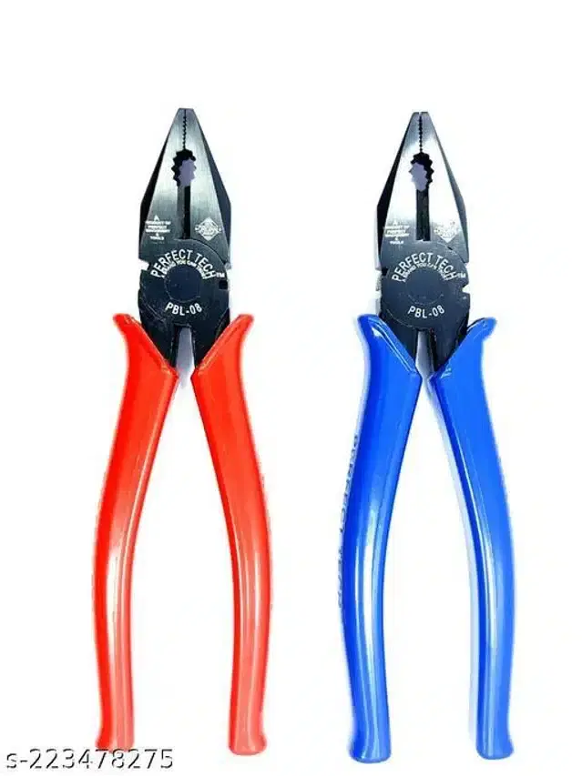 Combination Cutting Plier, Pack of 2, Red & Blue