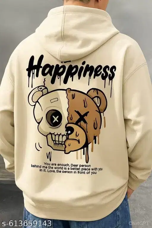 Fleece Hoodie for Men (Beige, M)