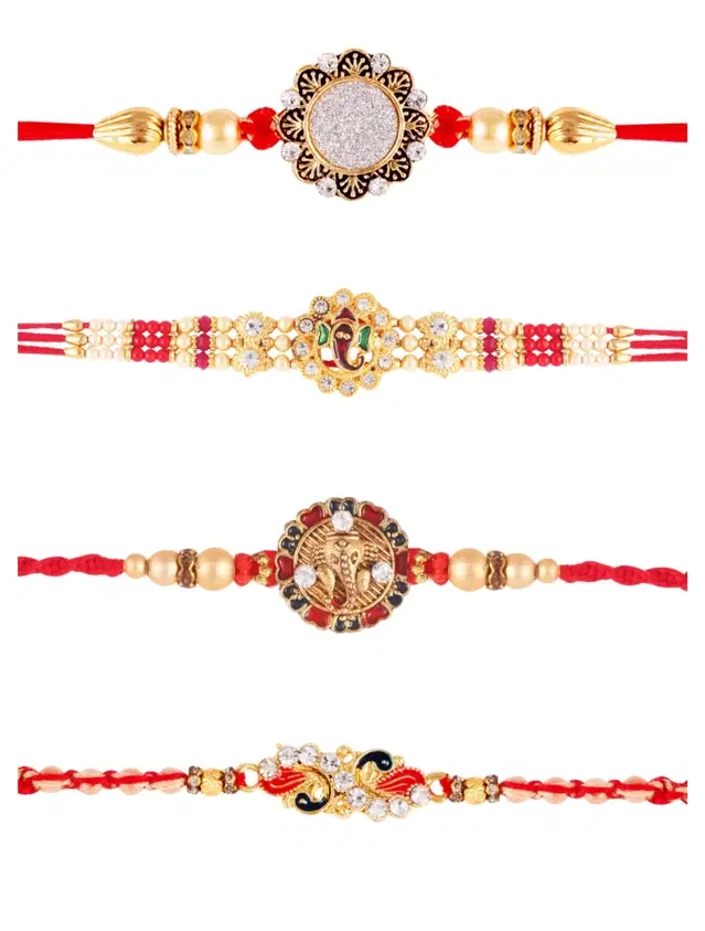 Designer Rakhi for Rakshabandhan, Multicolor, Pack of 4