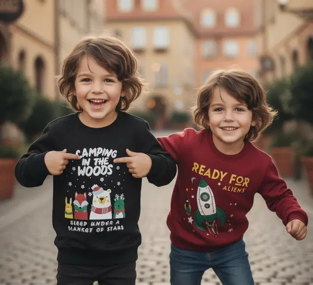 Round Neck Printed Wool Sweat Shirt For Boys, Multicolour (3-4 Years) ,Pack Of 2