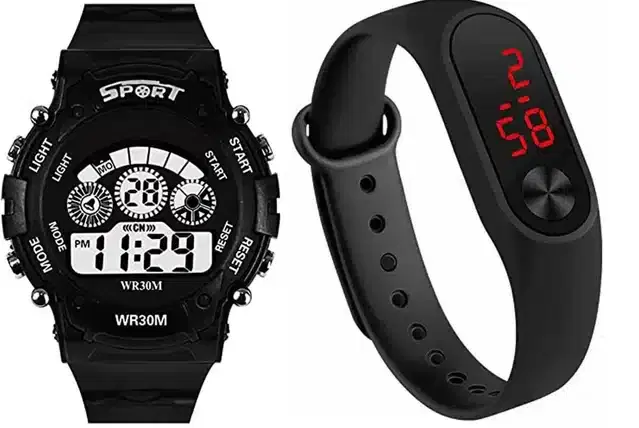 Digital Watch for Kids, Pack of 2 (Black)