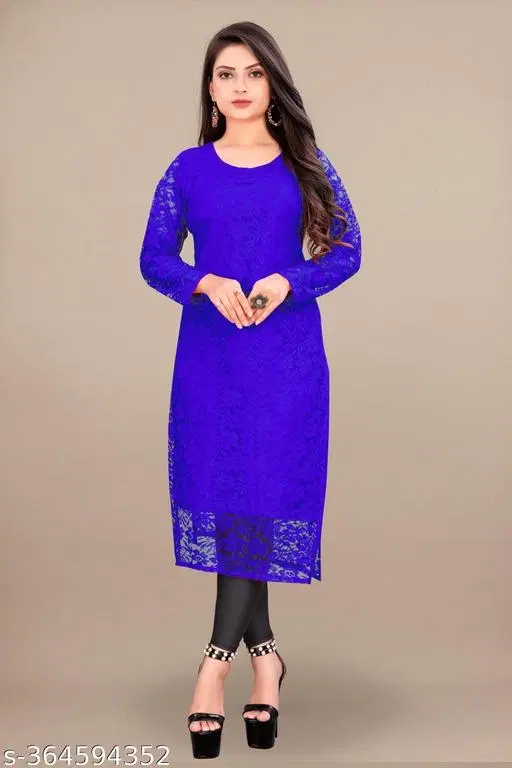 Net Kurti for Women,  Light Blue  (S)
