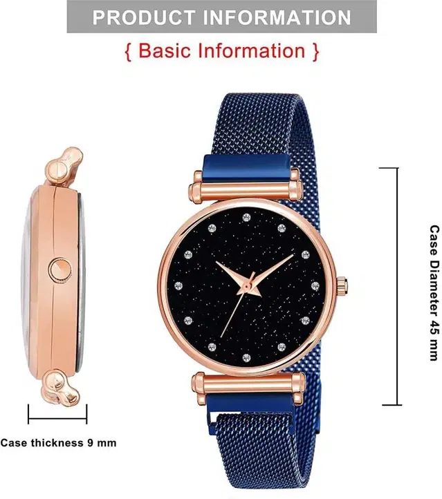 Metal Strap Analog Watch for Women & Girls (Multicolor)