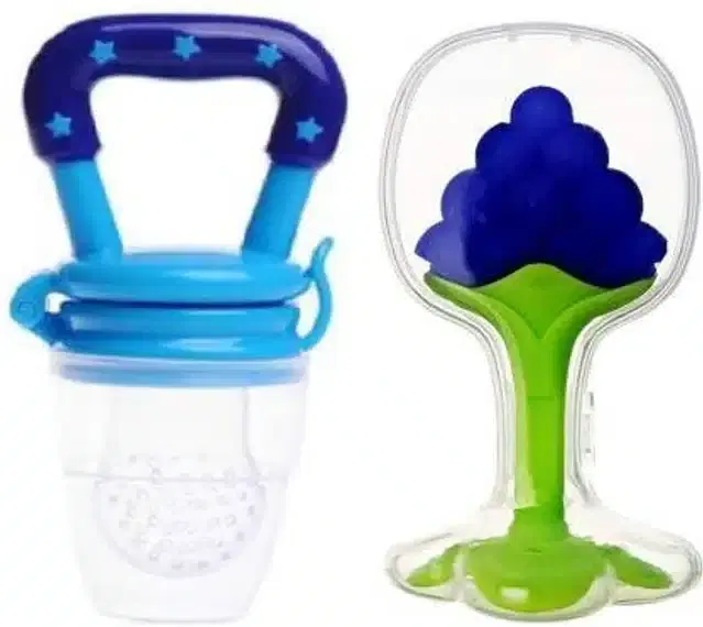 Silicone Fruit Feeder with Teether for Kids, Multicolor, Set of 2