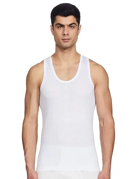 Rupa Jon Cotton Solid Vest for Men, White (80 cm)