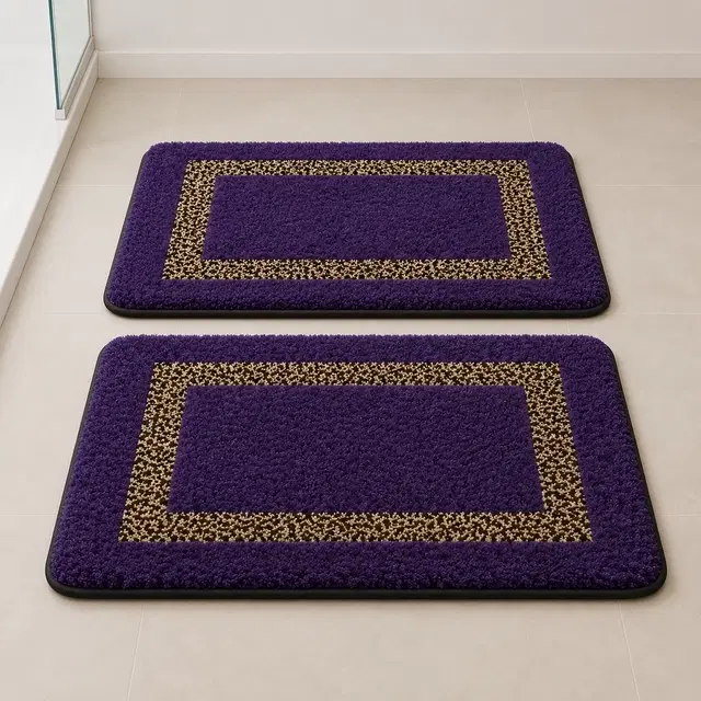 Qaleen Cotton Floor Mat [15x23] Pack of 2 Purple