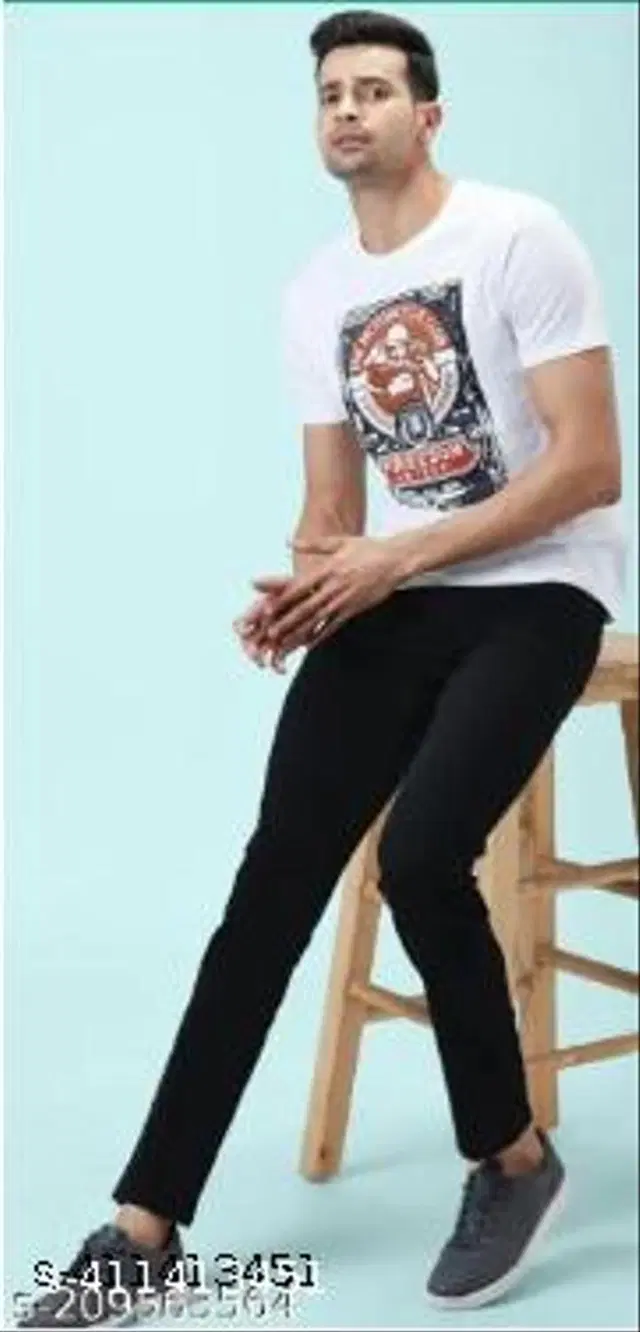 Denim Slim Fit Jeans for Men (Black, 28)