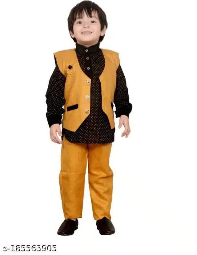 3 Pcs Coat Pant Set for Boys (Multicolor, 6-7 Years)