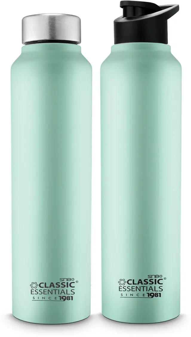 Stainless Steel Water Bottles, Mint Green, 1000 ml, Pack of 2