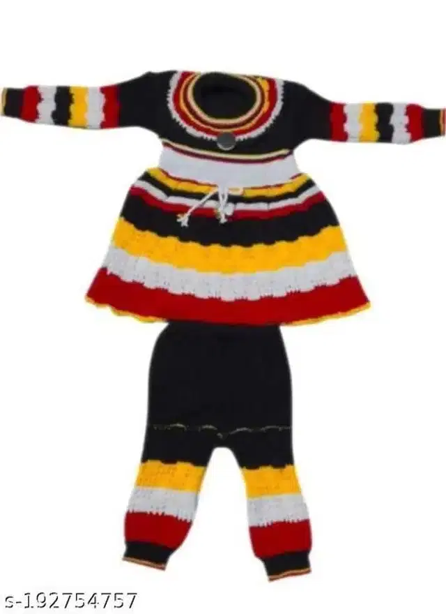 Woolen Sweater & Pant for Girls (Multicolor, 9-12 Months)