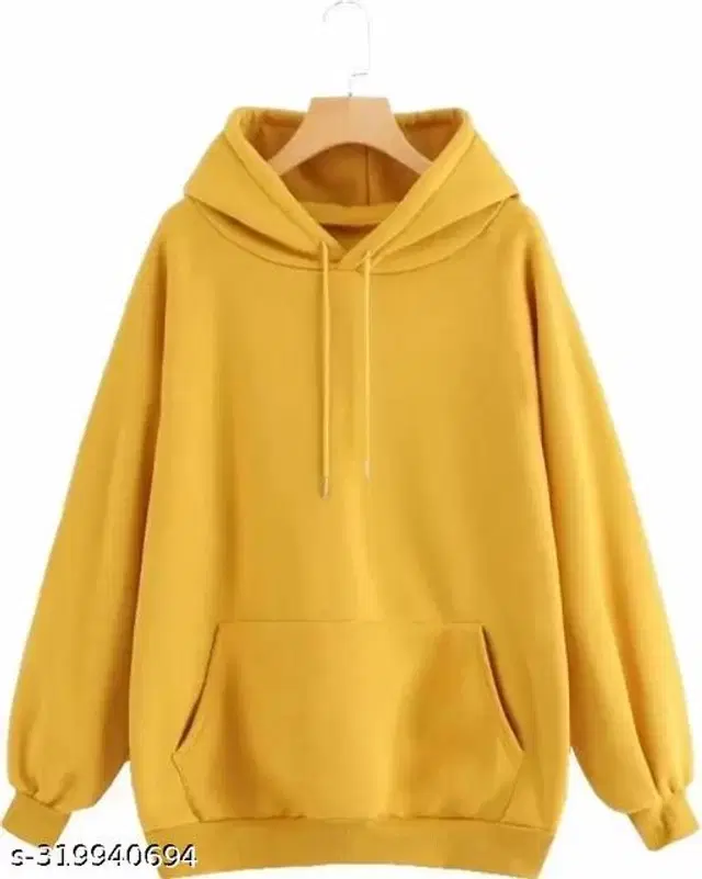 Fleece Hoodie for Women (Yellow, S)