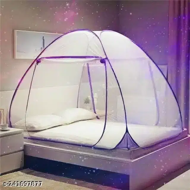 Polyester Mosquito Net, White & Purple, 7x7 Feet