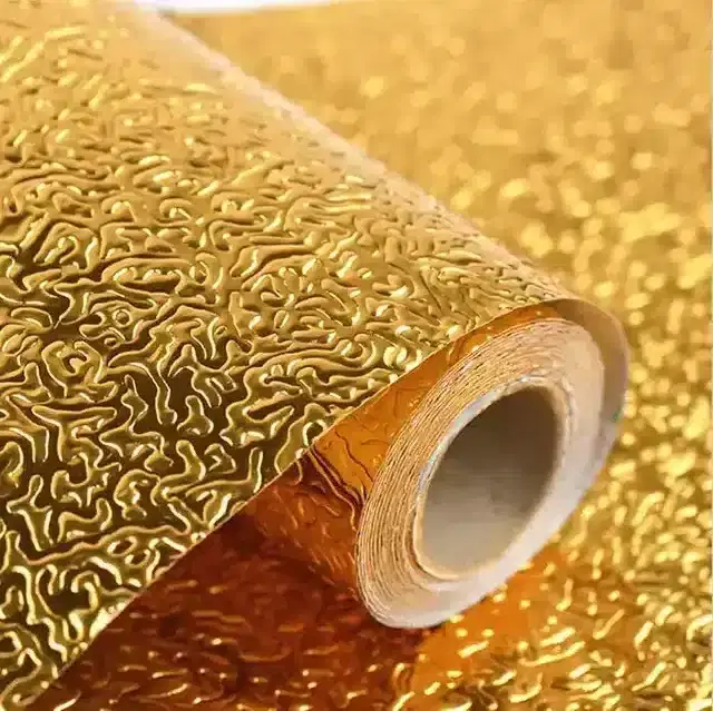 K Kudos Aluminium Foil Oil Proof Wallpaper, Gold