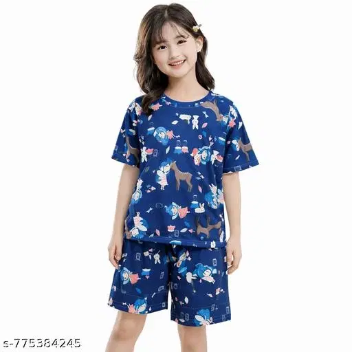 Night Suit for Girls (Blue, 12-13 Years)