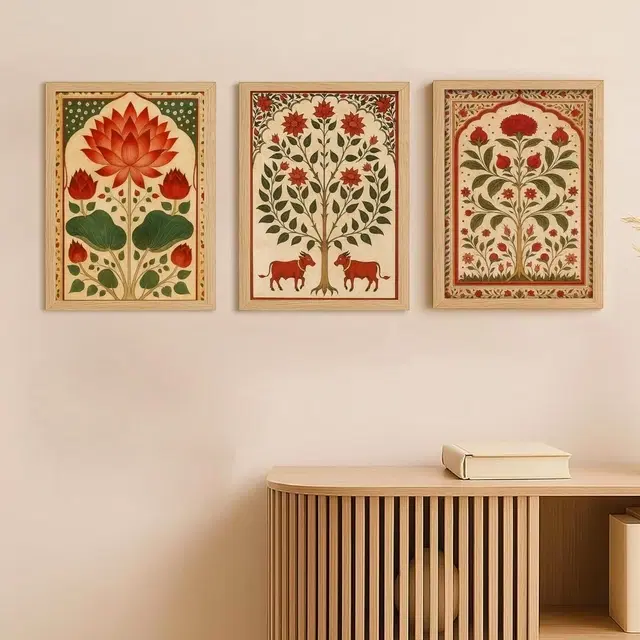 Kc Arts Madhubani Framed Painting Poster (Multicolour)