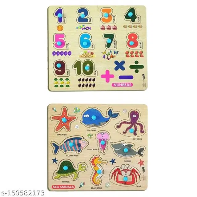 Wooden Puzzles for Kids, Multicolor, Pack of 2