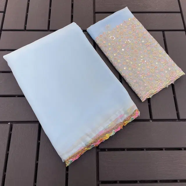 Silk Woven Design Saree for Women, Aqua Blue (6.3 m)