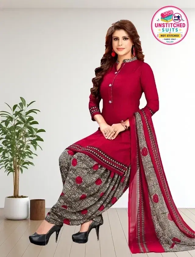 Unstitched Dress Material for Women & Girls (Maroon)