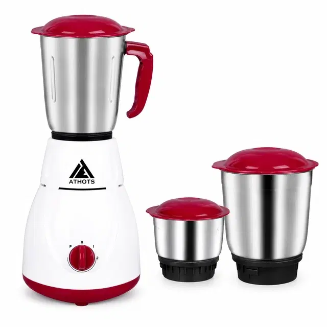 Athots 555W Juicer Mixer Grinder [3 Jars, Red]