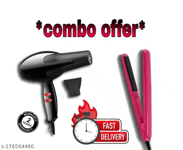 Hair Straightener with Dryer for Men & Women, Multicolor, Set of 2