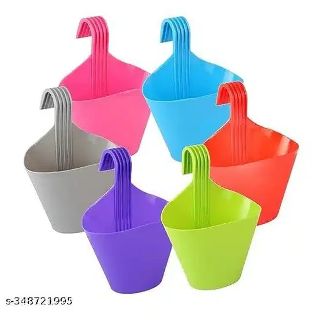 Plastic Hanging Planters, Multicolor, Pack of 6