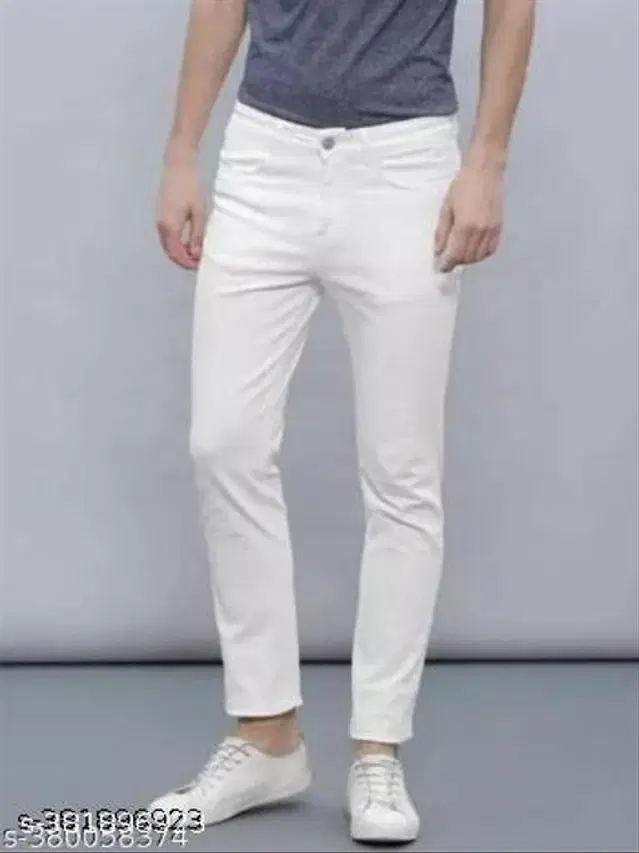 Denim Slim Fit Jeans for Men (White, 36)