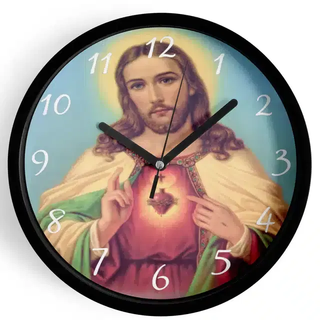 Plastic Jesus Printed Wall Clock, Multicolor, 10x10 Inches