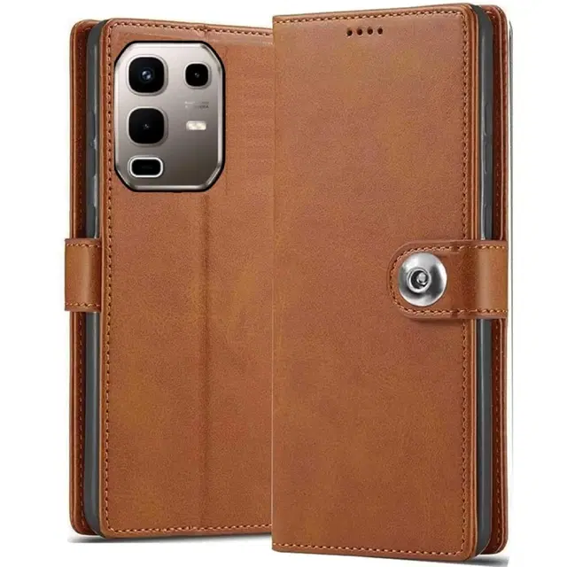 Artificial Leather Mobile Flip Cover for Infinix X6870 / Note 50S 5G, Brown