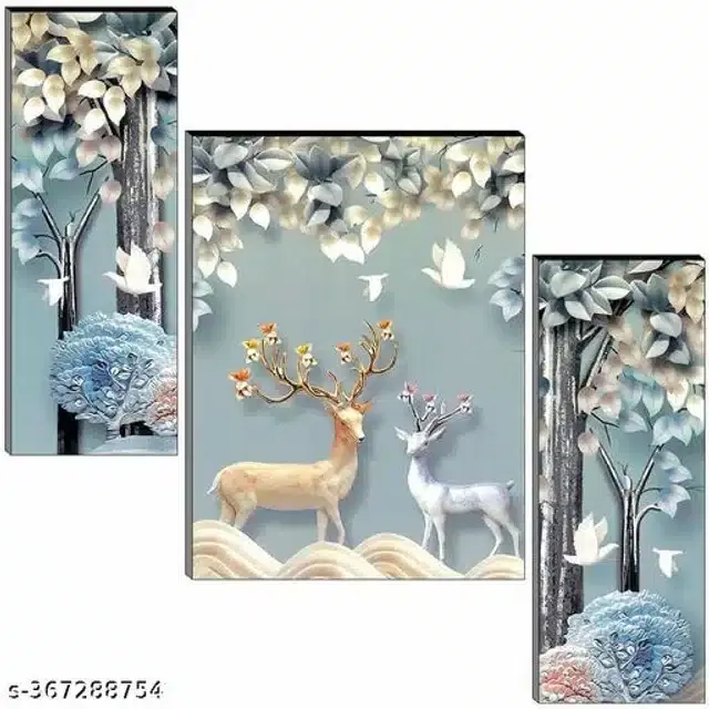 MDF Wooden UV Coated Digital Painitings, Multicolor, 12x18 inches, Pack of 3