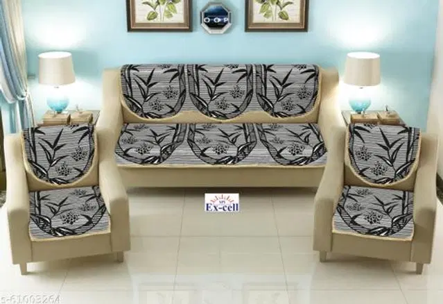 Polycotton 5 Seater Sofa Covers, Black, Set of 1