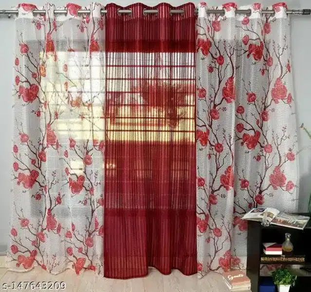 Curtains for Door, Multicolor, 5 Feet, Pack of 3