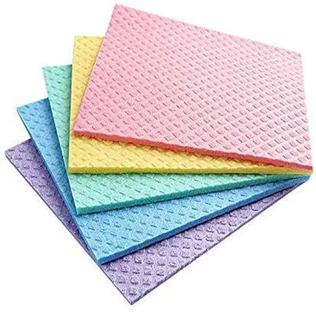 Multipurpose Cleaning Reusable Sponge Wipes, Multicolor, Pack of 5