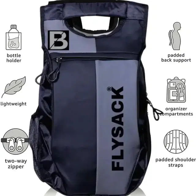 Flysack Stylish and Spacious Gungi Bag with 2 pocket, Black, Pack of 1