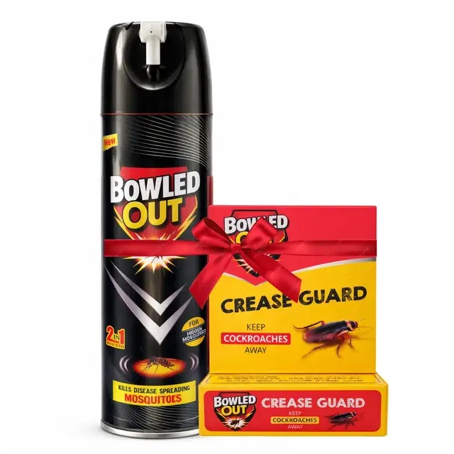 Bowled Out Mosquito Killer Spray 200ml +  Bowled Out Crease Guard for Cockroaches 19 g