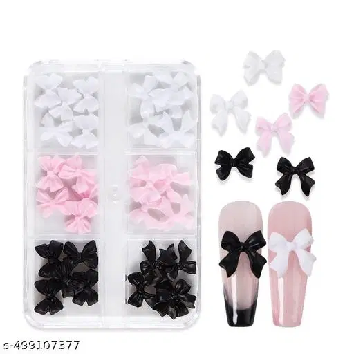 Bow Nail Charms Nail Decorations, Multicolor, Set of 1